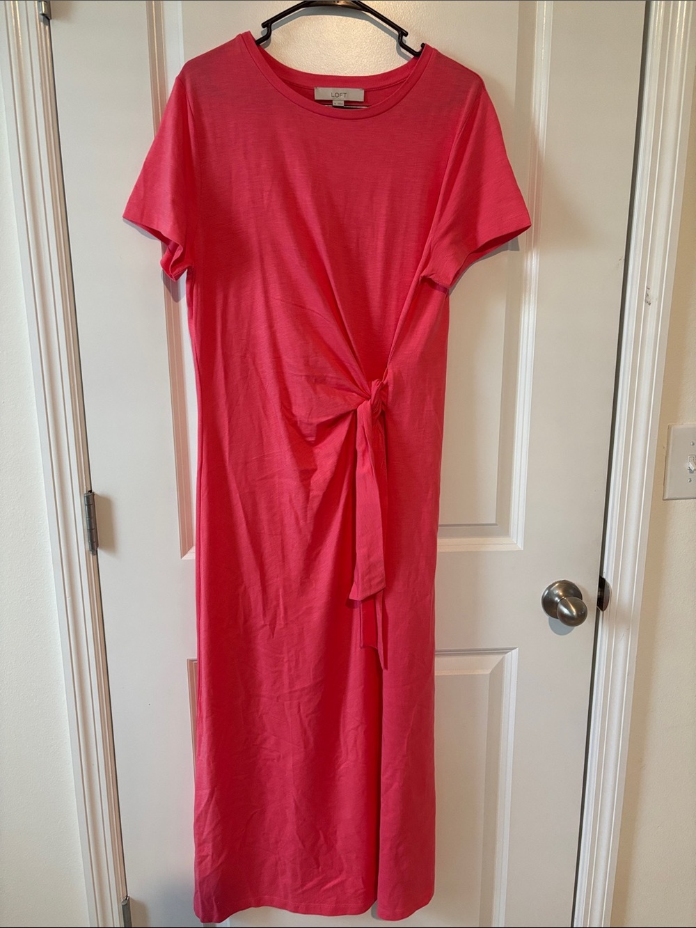 LOFT Hot Pink Tie-Waist Maxi Dress